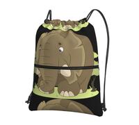 YYHWHJDE Cute Cartoon Elephant Prints Drawstring Backpack Waterproof Gym Bag - Lightweight Foldable Sport Cover with Zipper Pocket for Travel Hiking