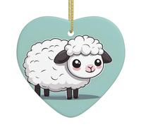 YYHWHJDE Cute Cartoon Sheep Christmas Tree Love Ceramic Hanging : Comes with gold wire rope for easy hanging -2.9 in
