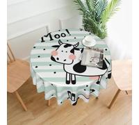 YYHWHJDE Cute Cow Polka Dot Prints 60in Round Decorative Tablecloth - High-Grade Polyester Throw for Stylish Dining & Event Table Protection