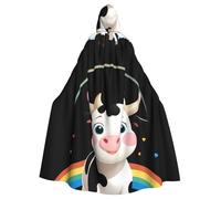 YYHWHJDE Cute Cow Under The Rainbow Prints Halloween Adult Hooded Cape Men'S And Women'S Clothing Mantle Role-Playing