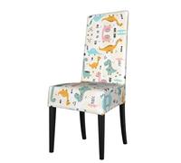 YYHWHJDE cute dinosaur Prints Dining Chair Throw Covers - Stretchy & Wrinkle-Resistant Protector for Most Kitchen Chairs - Quick Refresh for Old Furniture