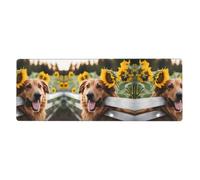 YYHWHJDE Cute Dog Sunflower Pattern Extra Large Mouse Pad Strong Adhesion, Durable, Precise Locking Edge 12x31.5in