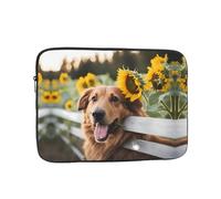 YYHWHJDE Cute Dog Sunflower Printing Portable Laptop Sleeve Case 13 inch Shockproof Bag for Men and Women Business Travel, and Office Daily Use