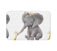 YYHWHJDE Cute Elephant With Wreath And Little Duck Prints Hem Mat 40x60 | High-grade Polyester Bath Throw Rug - Fade-Resistant, Non-Slip & Easy Care for Bathrooms & Guest Suites