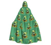 YYHWHJDE Cute Frog Pattern Halloween Adult Hooded Cloak for Party Costume Cosplay Stage Masquerade Theme Dance Comic Con
