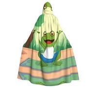YYHWHJDE Cute Funny Frog Doing Yoga Pattern Halloween Adult Hooded Cloak for various party and carnival settings
