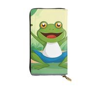 YYHWHJDE Cute Funny Frog Doing Yoga Printing Quality Leather Long Clutch Wallet Designed for Fashion Girls and Women Stylish 7.48 x 4.13 in
