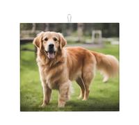 YYHWHJDE Cute Golden Retriever Prints Drying Mat for Kitchen : Water Absorbent, Reversible with Lanyard for Hanging 18 x 16 in