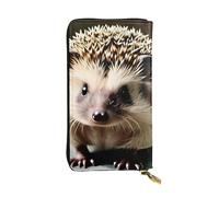 YYHWHJDE Cute hedgehog Picture Leather long clutch wallet Designed for fashion girls and women stylish and personalized 7.48 x 4.13 in, Black, One Size