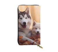 YYHWHJDE Cute Husky Dogs Printed Leather long clutch wallet Designed for fashion girls and women stylish and personalized 7.48 x 4.13 in, Black, One Size