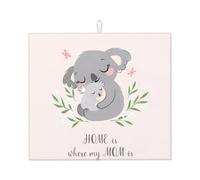 YYHWHJDE Cute Koala MOM and Baby Prints Kitchen Drying Mat - Absorbent Dish Throw for Countertop, Non-Slip Layer with Vibrant Prints, Ideal for Housewarming