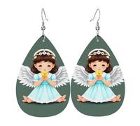 YYHWHJDE Cute little angel Prints Water Drop Leather Earrings - Stylish Dangle Throw for Parties, Vibrant Color Layering, Non-Fading Finish