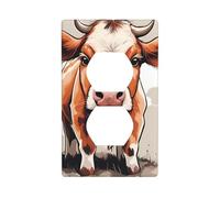 YYHWHJDE Cute Little Cow Pattern Double Socket Wall Panel Decorative for Residential and Commercial Areas 4.5x2.76in