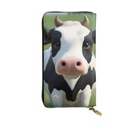 YYHWHJDE Cute little cow Picture Leather long clutch wallet Designed for fashion girls and women stylish and personalized 7.48 x 4.13 in, Black, One Size