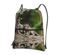 YYHWHJDE Cute Little Monkeys Prints Drawstring Backpack - Water-Resistant Polyester Throw Bag for Gym, Travel & Hiking - Lightweight, Durable & Compact