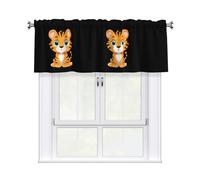 YYHWHJDE Cute Little Tiger Prints Tier Curtains 54x18 Inch - 100% Polyester Peach Skin Window Layers for Lasting Performance