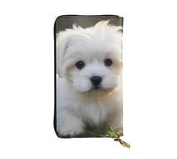 YYHWHJDE Cute Maltese Puppy Pattern Leather long clutch wallet Designed for fashion girls and women stylish and personalized 7.48 x 4.13 in, Black, One Size