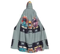 YYHWHJDE Cute Monster Trucks Pattern Halloween Adult Hooded Cape Cloak No Zipper, Comfortable For Costume Parties