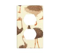 YYHWHJDE Cute Ostrich Pattern Double Socket Wall Panel Decorative for Residential and Commercial Areas 4.5x2.76in