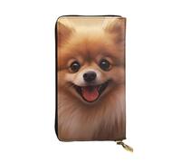 YYHWHJDE Cute Pomeranian Printing Quality Leather Long Clutch Wallet Designed for Fashion Girls and Women Stylish 7.48 x 4.13 in