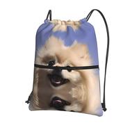 YYHWHJDE cute pomeranian Prints Drawstring Backpack - Lightweight, Waterproof Sport Throw Cover for Gym, Travel & Everyday Essentials