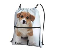 YYHWHJDE cute puppy dog Prints Drawstring Backpack Waterproof Gym Bag - Lightweight Foldable Sport Cover with Zipper Pocket for Travel Hiking