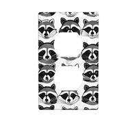 YYHWHJDE Cute Raccoon Pattern Double Socket Wall Panel Decorative for Residential and Commercial Areas 4.5x2.76in