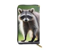 YYHWHJDE cute raccoon Prints Leather long clutch wallet Designed for fashion girls and women stylish and personalized 7.48 x 4.13 in, Black, One Size