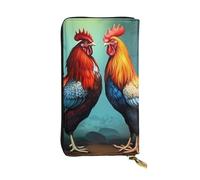 YYHWHJDE Cute Rooster Chickens Picture Leather long clutch wallet Designed for fashion girls and women stylish and personalized 7.48 x 4.13 in, Black, One Size