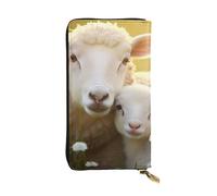 YYHWHJDE cute sheep with mother Picture Leather long clutch wallet Designed for fashion girls and women stylish and personalized 7.48 x 4.13 in, Black, One Size