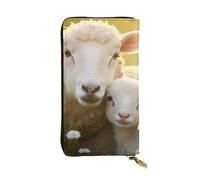 YYHWHJDE cute sheep with mother Printed Leather long clutch wallet Designed for fashion girls and women stylish and personalized 7.48 x 4.13 in, Black, One Size