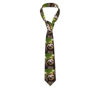 YYHWHJDE Cute Sloth Pattern Men's Necktie for Business, Daily Wear, Work, Birthdays, Weddings, Parties, Banquets Easy Care 57X3.1 In