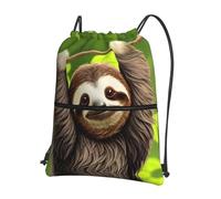 YYHWHJDE Cute Sloth Prints Drawstring Backpack - Lightweight, Waterproof Sport Throw Cover for Gym, Travel & Everyday Essentials