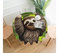YYHWHJDE Cute Sloth Prints Round Decorative Table Throw 60in - Waterproof Table Cover for Elegant Dining & Outdoor Gatherings
