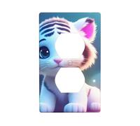 YYHWHJDE Cute Tiger Pattern Double Socket Wall Panel Decorative for Residential and Commercial Areas 4.5x2.76in