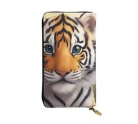 YYHWHJDE Cute tiger Printed Leather long clutch wallet Designed for fashion girls and women stylish and personalized 7.48 x 4.13 in, Black, One Size