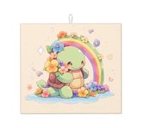 YYHWHJDE Cute Turtle Under The Rainbow Printed Kitchen Absorbent pad, Super Absorbent Microfiber, Oversized Anti Slip