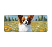 YYHWHJDE Cute White Papillon Pattern Extra Large Mouse Pad Strong Adhesion, Durable, Precise Locking Edge 12x31.5in
