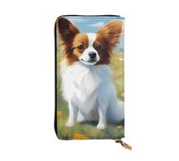YYHWHJDE Cute White Papillon Printing Quality Leather Long Clutch Wallet Designed for Fashion Girls and Women Stylish 7.48 x 4.13 in