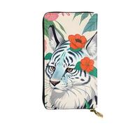 YYHWHJDE Cute White Tiger Printing Quality Leather Long Clutch Wallet Designed for Fashion Girls and Women Stylish 7.48 x 4.13 in