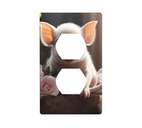 YYHWHJDE Cute Young Pig Picture Double Socket Wall Panel Decorative is Durable and Suitable for Socket Light Switch Accessories 4.5x2.76in