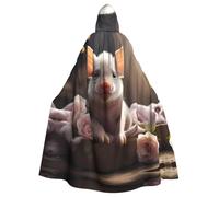 YYHWHJDE Cute young pig Prints Adult Hooded Cloak is a super large, comfortable, and durable Halloween hooded poncho