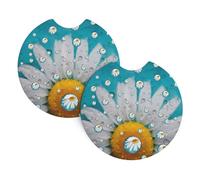YYHWHJDE Daisy Flowers Prints Car Cup Coasters 2-Pack - Premium Neoprene Drink Throws, Protect Cup Holders & Enhance Your Drive - Waterproof, Non-Slip Grip