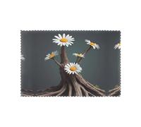 YYHWHJDE Daisy On Dead Tree Prints Placemats Set of 6 12x18in - Engineered for Durability & Heat Resistance with Quality Polyester