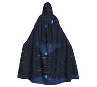 YYHWHJDE Dark Blue Night View Pattern Halloween Adult Hooded Cape Cloak For Role-Playing, Stage Costumes, Parties Easy Care