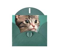 YYHWHJDE Dark Green Greeting Card A curious cat Prints for Christmas, Children's Birthday, Valentine's Day, and Party Invitation