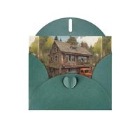 YYHWHJDE Dark Green Greeting Card A House Pattern Perfect for Valentine's Day, Wedding Anniversary & Party Invitations