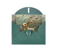 YYHWHJDE Dark Green Greeting Card A Puppy Catching Bees Pattern Perfect for Valentine's Day, Wedding Anniversary & Party Invitations