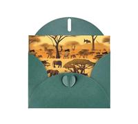YYHWHJDE Dark Green Greeting Card African grassland animals Prints for Christmas, Children's Birthday, Valentine's Day, and Party Invitation