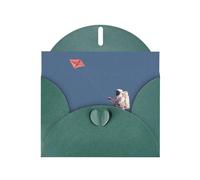 YYHWHJDE Dark Green Greeting Card Astronaut flying a kite Pattern for Festive Birthday Party Invitation